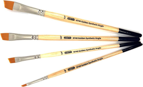 ZEM BRUSH Golden Synthetic Angle Shaders Set Sizes 1/8", 1/4", 3/8", 1/2"...