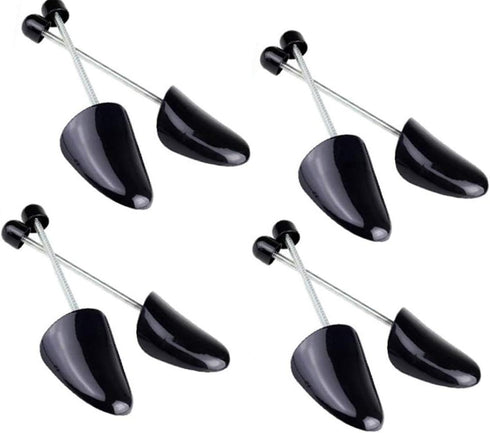 4 Pairs Men's Black Plastic Adjustable Length Shoe Trees Stretchers Boot Holder Shaper Organizers with Tension Spring Coil Great for All Shoes Kee...