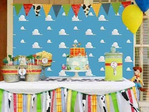 Blue Sky White Cloud Step and Repeat Photography Backdrop Newborn Baby Shower Cartoon Boy Story Party Decorations Photo Background Studio Props Vi...
