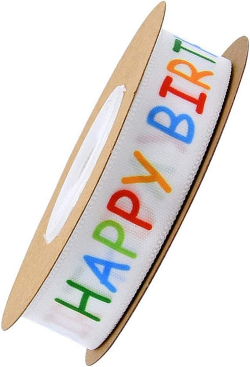 Birthday Wired Ribbon 10 Yard Polyester Craft Ribbon for DIY Sewing Accessories Hairbow Boxes Wrapping Wedding Birthday Party Decoration(Happy Bir...