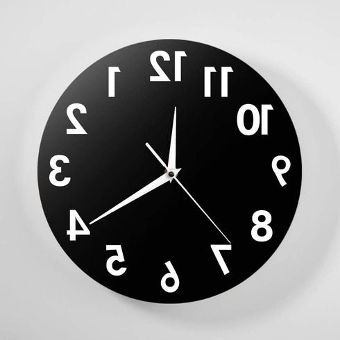 The Geeky Days Reverse Wall Clock 12 inch Unusual Numbers Backwards Modern Decorative Clock Watch Excellent Timepiece for Your Wall...