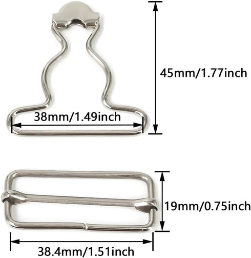 10 Sets Suspender Overall Buckles Dungaree Fastener 1.5 Inch Overall Buckles for Bib Pants...