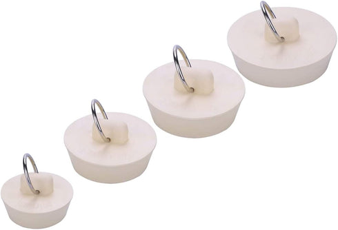 Bath Tub Drain Stoppers, 4 Pieces Sink Bathtub Plug Rubber Kitchen Bathroom Laundry Bar Water Stopper Seal with Hanging Ring for Shower Faucet Cov...