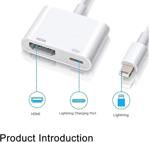 Apple MFi Certified Lightning to HDMI Adapter,1080P Screen Converter with Lightning Charging Port HDMI Digital AV Adapter iPhone to HDMI Adapter C...