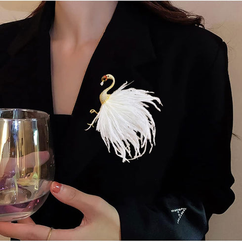 Flamingo Brooch Pin for Women Girls CZ Crystal Big Pink Feather Animal Badge Brooches Lapel Pins Boutonniere Corsage Cloth Dress Suit Tie Accessor...