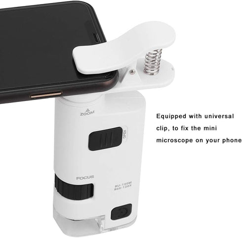 80-120X LED Cell Phone Microscope Mini Smart Phone Lens Magnifier Magnifying Clamp Fit for Industrial Jewelry Circuit Board Printing Detection...