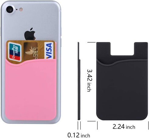 6 Pack Phone Card Holder,Silicone with 3M Adhesive Stick-on cell Phone Wallet,Slim Id Credit Card Holder Pouch Sleeve Pocket Compatible with iPhon...
