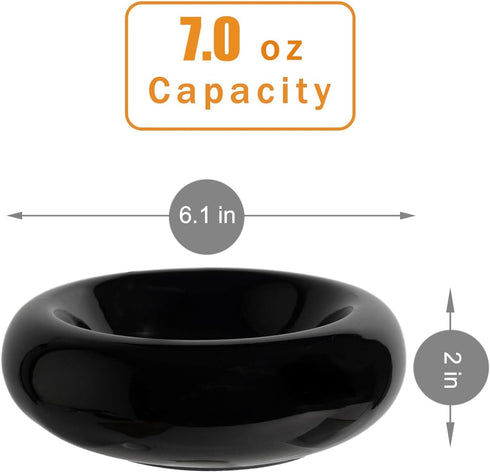 6.1 Inch Cat Bowls, 7 oz Ceramic Cat Food Bowl, Whisker Fatigue Relief Cat Bowl, Anti-Vomiting, Protect Spine, Perfect for Indoor Cats(Black)...