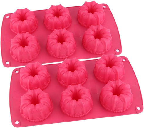Webake Fancy Fluted Tube Cake Pan Non-stick Silicone Mini Tube Cake Baking Pan Kugelhopf Cake Mold Pack of 2...