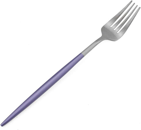 Gugrida Luxury Flatware, Royal 5 Piece Matte Purple Handle 18/10 Stainless Steel Tableware Sets for 1 Including Forks Spoons Knives, Camping Silve...
