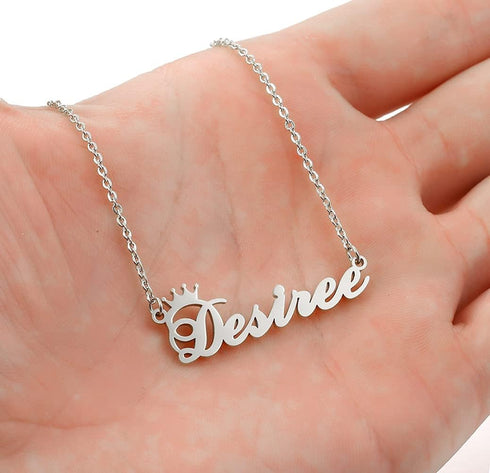 Custom Silver Name Necklace Personalized for Women, Customized Chains Name Pendants Necklaces Personalized Name Necklace with Crown for Women Girl...