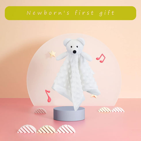 Baby White Polar Bear Soft Stuffed Animal Security Blanket, Plush Polar Bear Character Lovey Blanket, Baby Shower/Nursery Gift, Cuddly Newborn, In...
