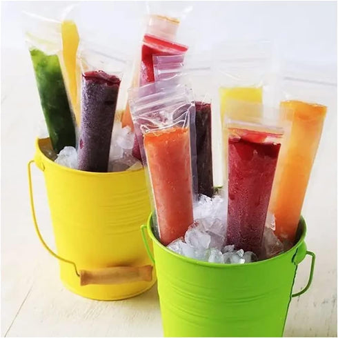 125 Disposable Ice Popsicle Mold Bags with funnel - BPA Free - Zip lock Freezer Tubes - For Healthy Snacks, Yogurt Sticks, Juice & Fruit Smoothies...