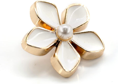 20 pcs White Enamel Plumeria Metal Sewing Shank Buttons for Coats -23mm -7/8"...