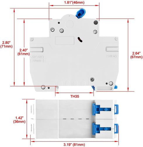 Miniature Circuit Breaker HSB6C, 16Amp Current, 2 Pole, Type C, 6kA Breaking Capacity, DIN Rail Mounting...
