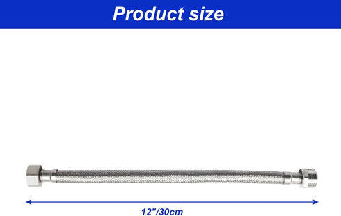 2 Pcs Braided Water Supply Lines Stainless Steel Faucet Line Connector 1/2 FIPx1/2 FIP Flexible Faucet Line Connector(12 Inch)...