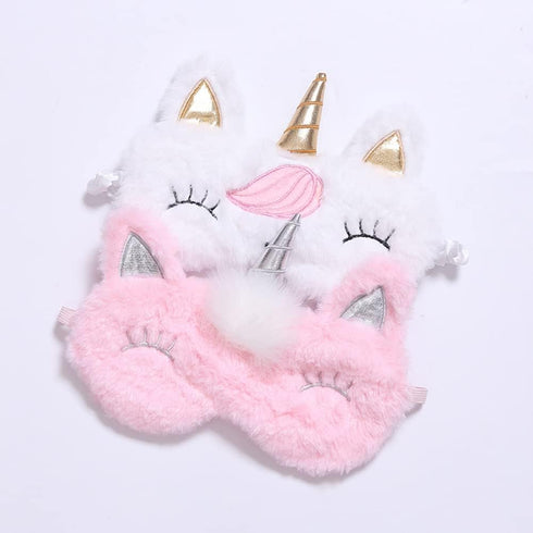 2 Pack Cute Animal Sleep Mask for Girls Cute Unicorn Soft Plush Blindfold Sleep Masks Eye Cover for Women Girls Travel Nap Night Sleeping...