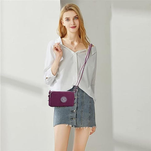 3 Layers Zipper Wallet Handbag Nylon Crossbody Shoulder Bags Storage Purse Mini Cellphone Pouch Case Wrist Bags...
