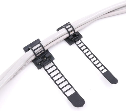 50Pcs 2 Sizes Adjustable Self-Adhesive Nylon Cable Straps Cable Ties Cord Clamp for wire management, Large and Small...