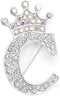 Crystal Crown Initial Letter Brooch Pin Queen Crown Alphabet Letter Lapel Pin Badges for Dress Coat Suit Shoolbags A-Z Letter Breastpin for Clothi...