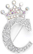 Crystal Crown Initial Letter Brooch Pin Queen Crown Alphabet Letter Lapel Pin Badges for Dress Coat Suit Shoolbags A-Z Letter Breastpin for Clothi...