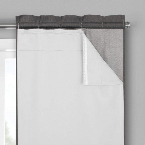 ECLIPSE Solid Minimalist Blackout Thermal Liner for Window Curtains with Drapery Hooks (2 Panels), 27" x 60", White...