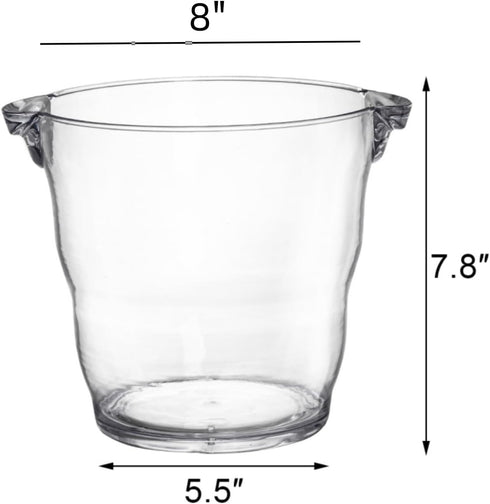 Dicunoy Ice Bucket, 4 Liter Plastic Champagne Bucket Chiller, Thick Clear Beverage Tubs with Handle, Thick Wine Cooler Bucket for Bar, Home, Parti...
