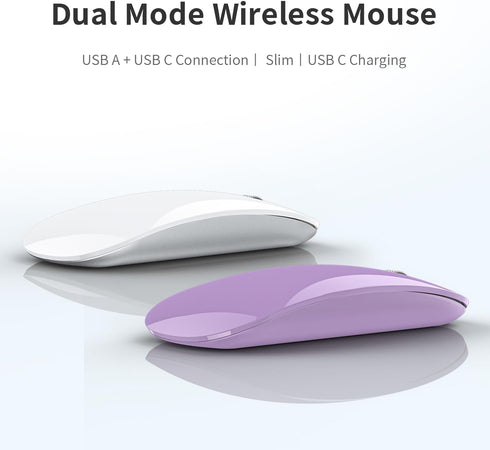 Uiosmuph G11 Wireless Mouse, USB C Rechargeable Computer Mouse, Slim Silent Mice 2.4GHz Optical with USB Nano Receiver and Type C Receiver for Lap...