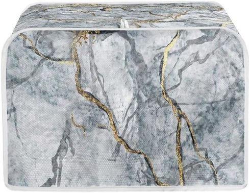 Golden Grey Marble Slice Toaster Cover, Marbles Painting Washable Polyester Toaster Cover, Modern Arts Quilted Toaster Cover Bread Maker Cover - S...