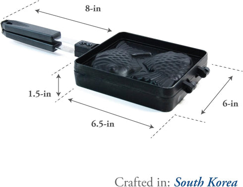 Taiyaki Japanese Fish-shaped Pancake Double Pan, Made in Korea...