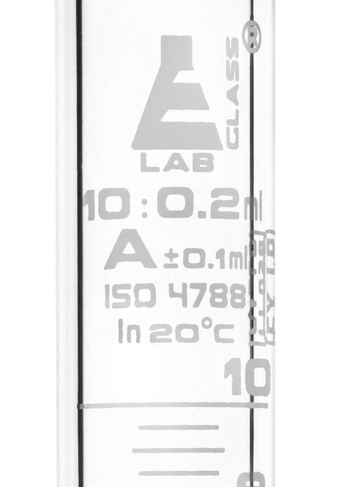 EISCO Graduated Cylinder, 10ml - Class A Tolerance ±0.10ml - Round Base - White Graduations - Borosilicate 3.3 Glass...