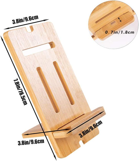 Encozy Cell Phone Stand, Desktop Wooden Mobile Phone Holder Natural Bamboo (Stand 1PCS)...