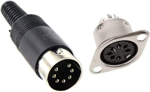 jing 7 Pin DIN Male Plug Female Adapter Socket Panel Mount Chassis Audio AV Solder 7 pin din Connector 3 Sets...