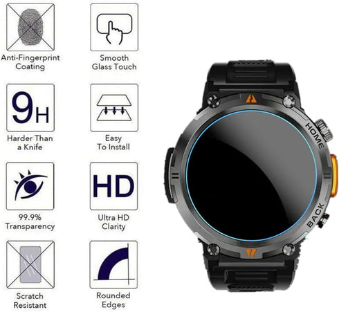Screen Protector Compatible for KE5 / KE3 1.45'' Smartwatch, 9H Tempered Glass Protective Film Compatible for EIGIIS KE3 / LaNikar DWTKE3 / KE3 1....