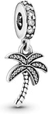 Palm Tree Dangle Charms 925 Sterling Silver Tree Pendant with Cubic Zirconia for Bracelets...