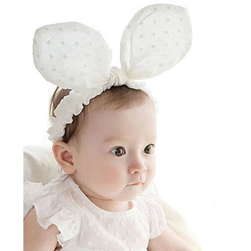 RQJ Baby Girls Rabbit Headband Bunny Ear Headwear Kids Hair Band Headwrap(white)...