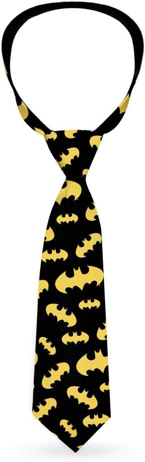 Necktie Standard - Bat Signal-1 Scattered Black Yellow...