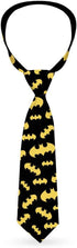 Necktie Standard - Bat Signal-1 Scattered Black Yellow...