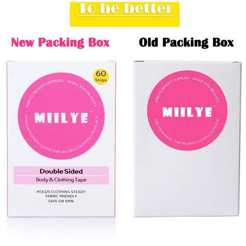 MIILYE Double Sided Tape for Body, Fashion Breast Tape for Skin to Fabric Clothes Clothing,Dress Tape to Keep Dress Bra in Place, Clear, 60 Counts...