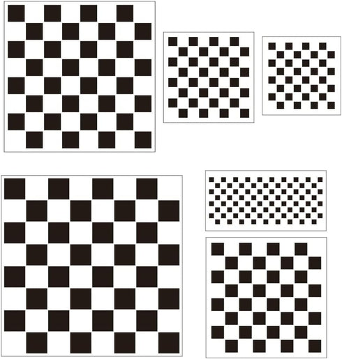 6pcs Reusable Check Painting Stencils, Small Square Plaid Stencils,Plastic Art Craft Checkerboard Templates,DIY Home Décor Card on Wood Wall Fabri...