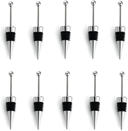 10Pcs Wine Stoppers for Wine Bottles, ENLAYER Stainless Steel Wine Saver Bottle Stopper, Reusable Wine Corks for Beverage, Silicone Wine Stopper F...