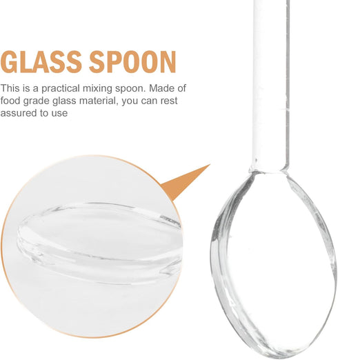 STOBAZA 6Pcs Coffee & Espresso Spoons Glass Stirring Teaspoons 5.58 Inches Stirring Rod Mixing Spoon Ice Tea Stirrers for Coffee Tea Sugar Home Ba...