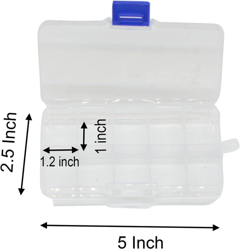 Yansanido 4 Pcs 10 Grids 5 Inch x 2.5 Inch Adjustable Small Removable Clear Plastic Jewelry Organizer Divider Storage Box Jewelry Earring Tool Con...