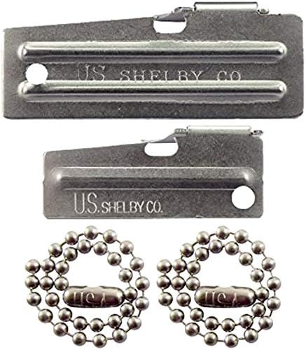 P-38 Can Opener & P-51 Can Opener with Chains, US Shelby, Stainless Steel openers Stamped with US Shelby Co....