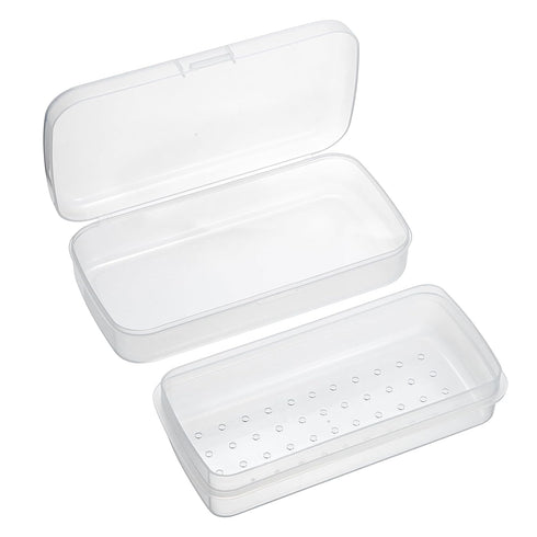 JUXYES Plastic Sterilizing Tray for Nail Art Accessories Tools, Portable Nail Art Tool Sterilizer Tray with Strainer, Fully Transparent Storage Bo...