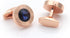 Sapphire Blue Crystal Gem In Rose Gold Men Gift Cufflinks...