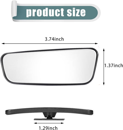 Pack-2 HD Convex Wide Angle Looking Glass, 3.74" x 1.41" Rectangular Curved Blind Spot Mirror, General Motors Parking Aid Tool, Universal for Most...