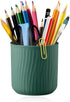 Round Ceramic Pen Holder for Desk Cute Pencil Cup Pot Desk Organizer for Girls Kids Makeup Brush Holder Dark Green...