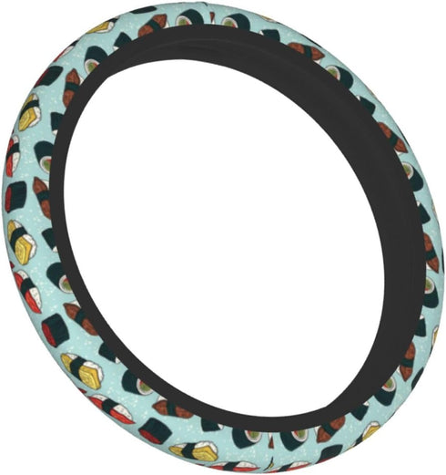 Black Cute Japanese Sushi Steering Wheel Cover Car Accessories Cute for Women Girls Girly Universal 15 Inch Neoprene Auto Interior Decor Anti Slip...