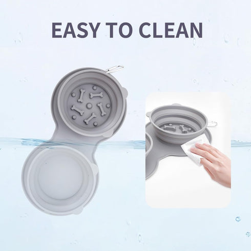 3-in-1 Foldable Slow Feeder Dog Bowls with Non-Spill Silicone Mat - Perfect for Large, Medium, and Small Breeds - Promotes Healthy Eating Habits -...